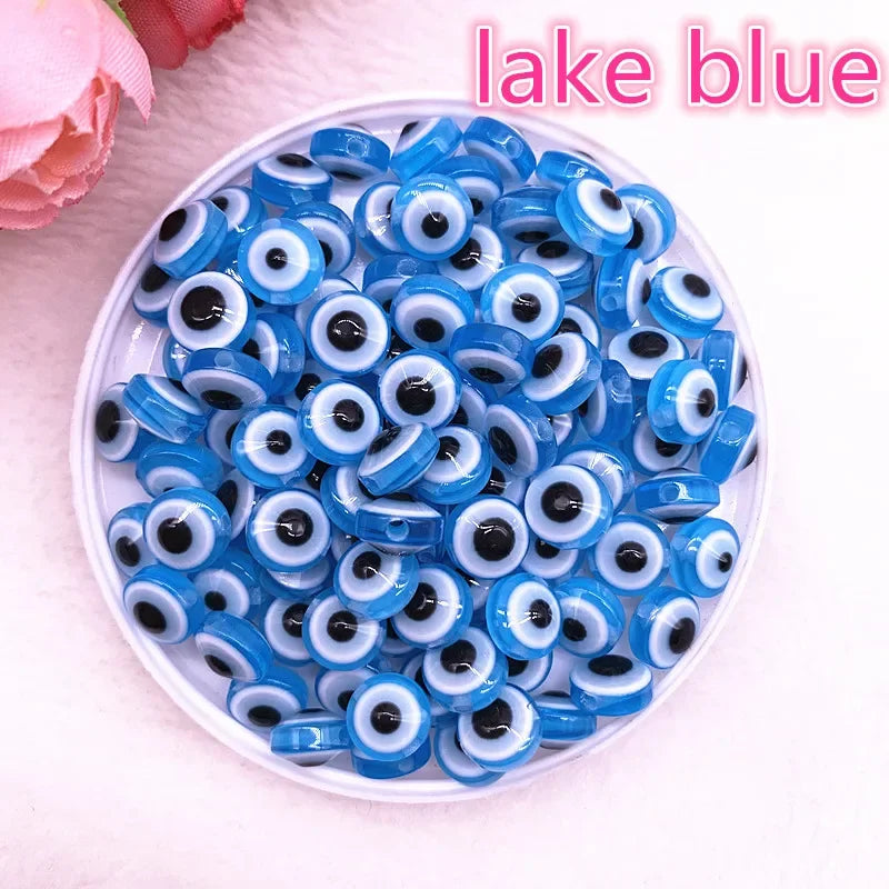 50 Stück 6/8/10 mm ovale Perlen Evil Eye Harz Spacer Perlen für Schmuckherstellung DIY Armband Perlen # 01