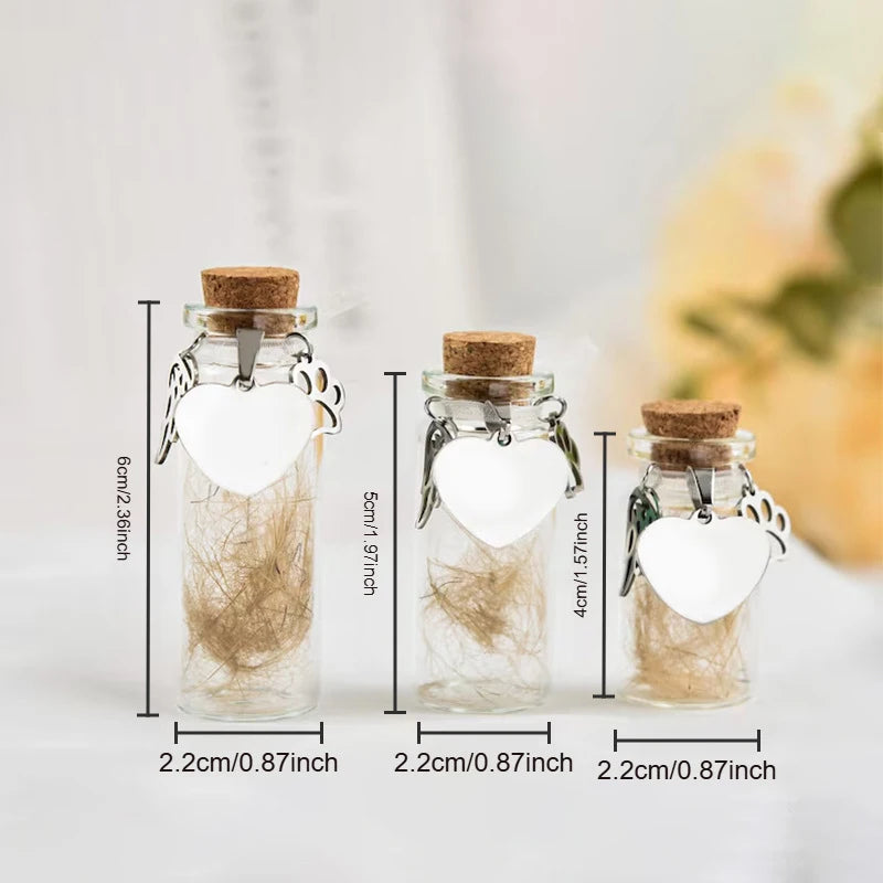 ieniaCC55 SigurPet Memorial Bottle for Pets, Hair, Dogs, Cats, Fur, Keepsake, Bottle Storage with 3 Silver Accessories, Memorial Urn Container for Pets