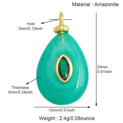 Jade Achat Amethyst Amazonit Wasser Gras Lapis Lazuli Charm Anhänger, 18K echt vergoldet Schmuck für Halskette Handwerk Herstellung S79