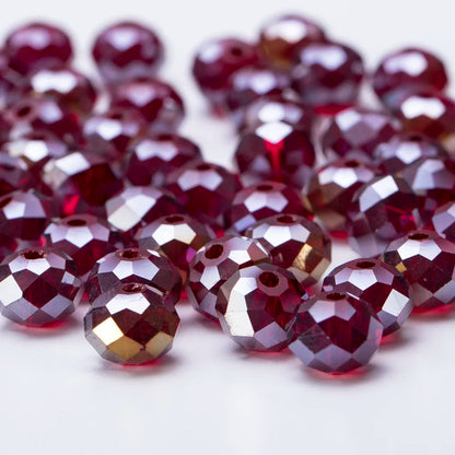 3 4 6 8 MM Rote Tschechische Runde Glaskugel Perlen Für DIY Armband Schmuck Machen Handwerk Zubehör Lose Doppelkegel Kristall Facted Bead