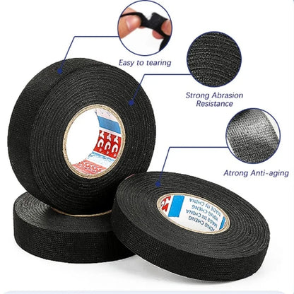 15 Meter hitzebeständiges, flammhemmendes Klebeband, selbstklebendes Coroplast-Gewebeband für Auto-Kabelbaum, Kabelbaum, Schutzband