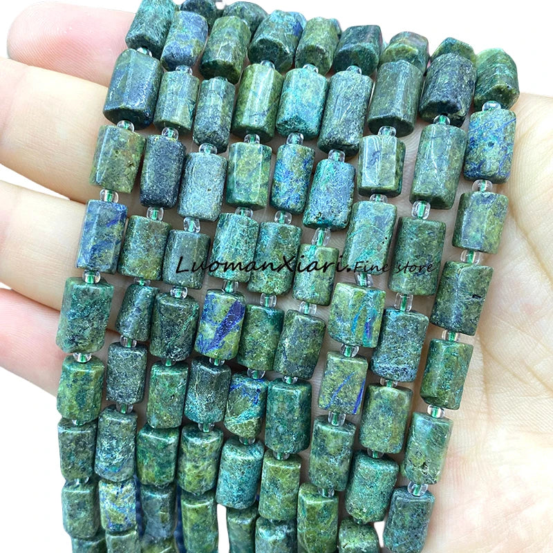 8x12mm Naturstein Grüner Malachit Unregelmäßiger Zylinder Lose Distanzperlen für Schmuckherstellung Diy Armband Charms Zubehör