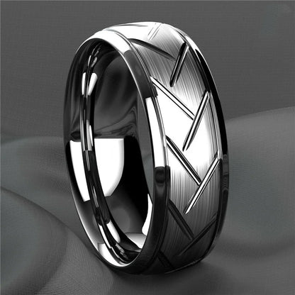 Moderne 8mm Schwarz Titan stahl Ringe für Männer Frauen Nut Facetten Edelstahl Männer Ring Hochzeit Band schmuck Großhandel