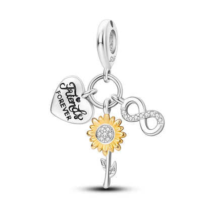 Blumen-Charms aus 925er Silber, Sonnenblumen-Tulpen-Anhänger, passend für Original-Pan-Armbänder zur Herstellung von Schmuck