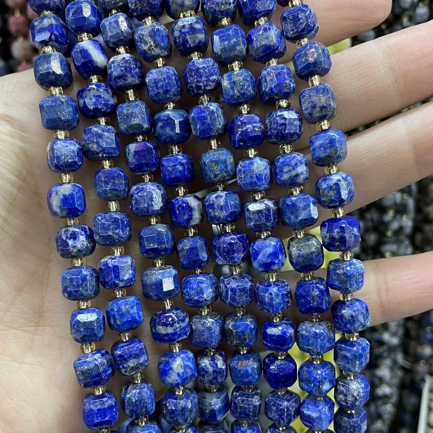 Natürliche Lapislazuli Runde Rohr Facettierte Lose Spacer Stein Perlen Für Schmuck Machen DIY Handgemachte Armbänder Halskette Zubehör
