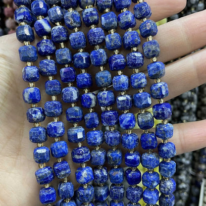 Natürliche Lapislazuli Runde Rohr Facettierte Lose Spacer Stein Perlen Für Schmuck Machen DIY Handgemachte Armbänder Halskette Zubehör