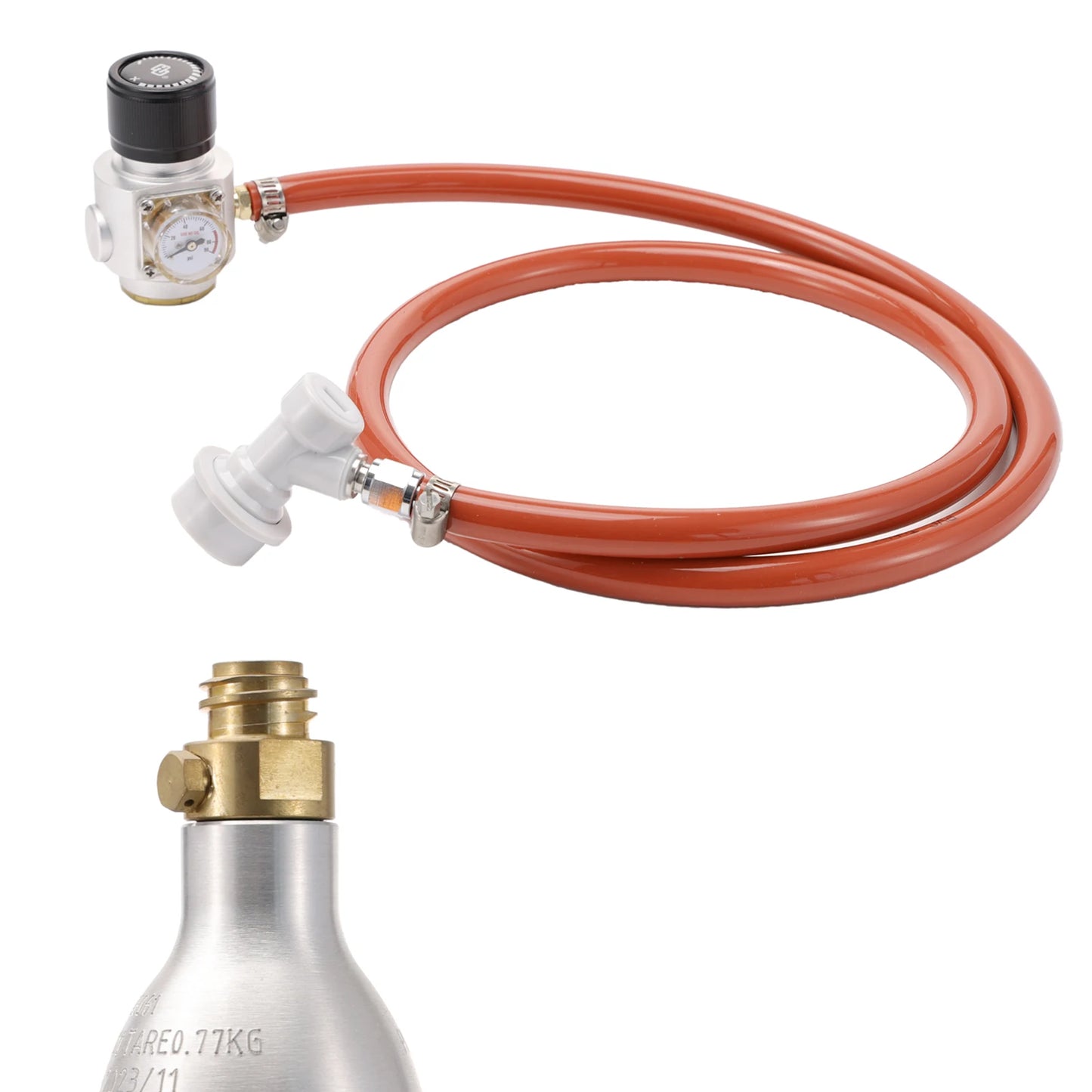 Mini-CO2-Regler, 4 Fuß Gasleitung und Kugelschloss-Armaturen, Tr21 x 4 Einlass, Sodawasser, selbstgebrautes Bier, Karbonisierung, Fassungsteile