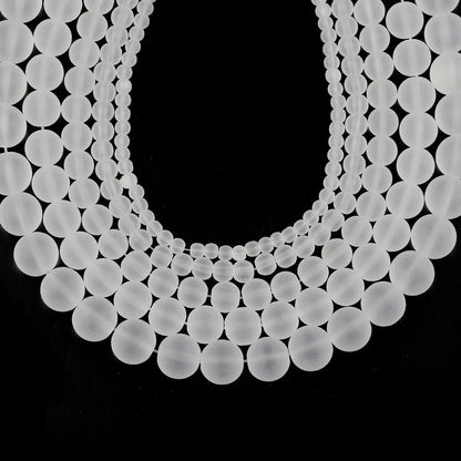 1 Strang weiße Milchglasperlen für die Schmuckherstellung, matte runde lose Perlen, DIY-Armband, Halskette, Bastelbedarf, 4/6/8/10/12 mm