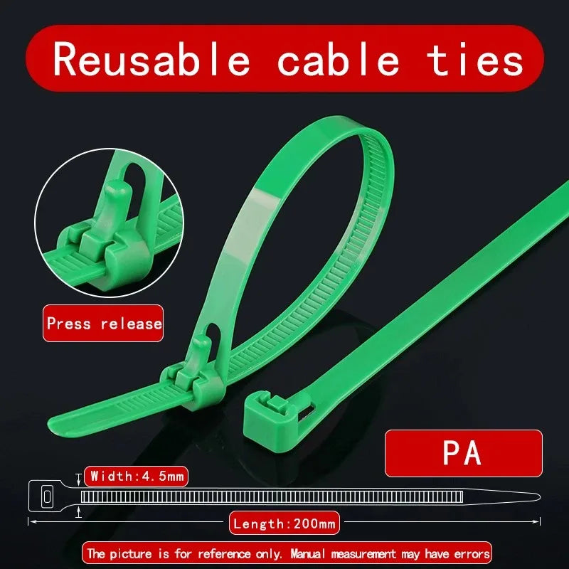 100 Stück wiederverwendbare Nylon-Kabelbinder 3,6 x 150 mm – Verschlussschlaufe, abnehmbar, gemischt in Schwarz und Weiß – ideal für die Organisation zu Hause und im Büro