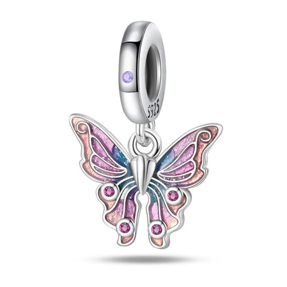 Glänzende Schmetterlingsanhänger aus 925er-Sterlingsilber mit flatternder Dunkelheit, passend für DIY-Armbänder, Halsketten, romantisches Geschenk, Paarung