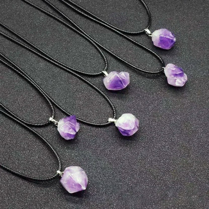 1PC Natürlicher Kristall Rohstein Amethyst Anhänger Energie Heilung Edelstein Amethyst Halskette Charms Chakra Halo Schmuck für Frauen