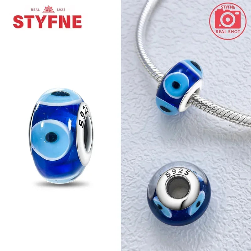 Echtes Sterlingsilber 925, Blumen-Charms, Glas, neue Original-Perle, bunt, Murano, passend für Original-Armbänder, DIY für Frauen, Schmuck, Geschenke