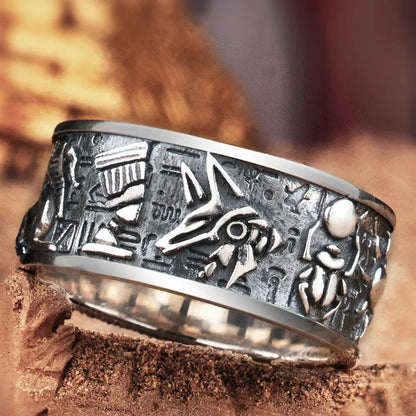 Retro Poseidon Kompass Ring versilbert Hexagramm Öffnung verstellbarer Ring Männer und Frauen Hip-Hop Trend Schmuck Geschenk