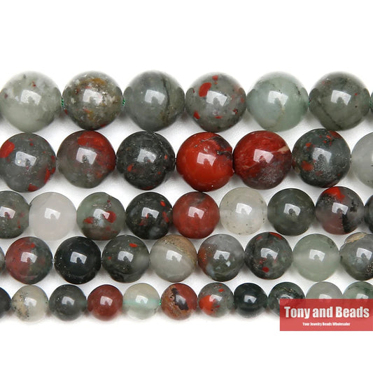 Natürliche afrikanische Blutstein-runde Edelsteinperlen, 38,1 cm Strang, 4, 6, 8, 10, 12 mm, Auswahlgröße für die Schmuckherstellung Nr. AB15