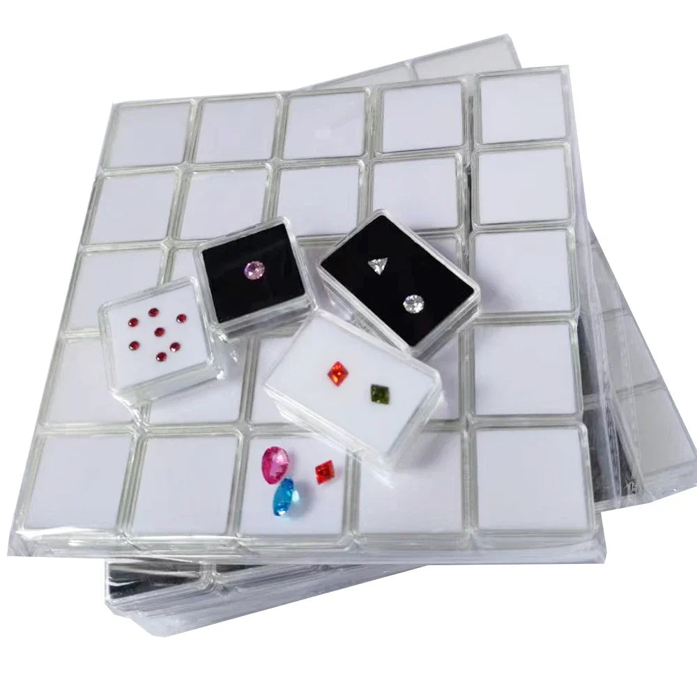 50 Stück lose Diamant-Aufbewahrungsbox, transparenter Edelstein-Organizer, Charm-Halter, Perlenbehälter, Piercing-Schmuck, Edelstein-Display-Box