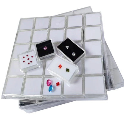 50 Stück lose Diamant-Aufbewahrungsbox, transparenter Edelstein-Organizer, Charm-Halter, Perlenbehälter, Piercing-Schmuck, Edelstein-Display-Box