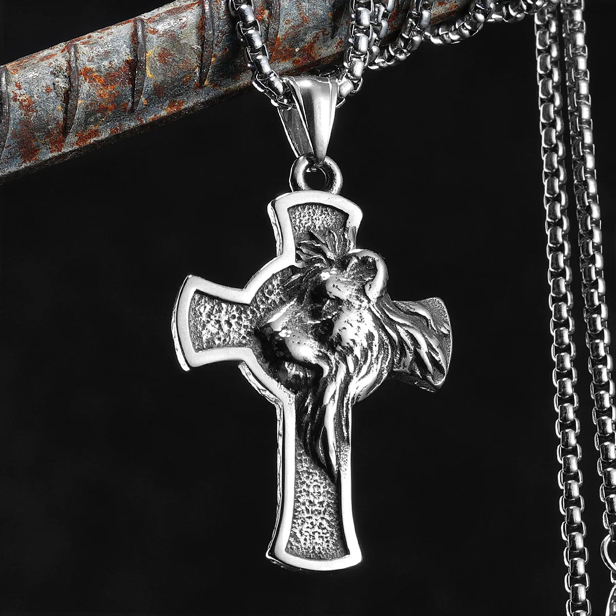 König der Löwen Kreuz Männer Halsketten Edelstahl Einfache Anhänger Kette Frauen Mode Schmuck Punk Neue In Zubehör Geschenke Großhandel