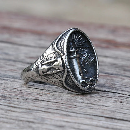 Vintage Nautischen Leuchtturm Viking Ring Männer 316L Edelstahl Nautischen Amulett Signet Ring Nordic Frieden Amulett Schmuck Geschenk