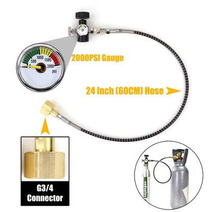 CO2-Zylinder-Tank-Nachfülladapter-Schlauchlehre-Set für Sodastream zum Aufladen von Nachfüllen von CO2 mit W21.8-14 G3/4 CGA320-Anschluss