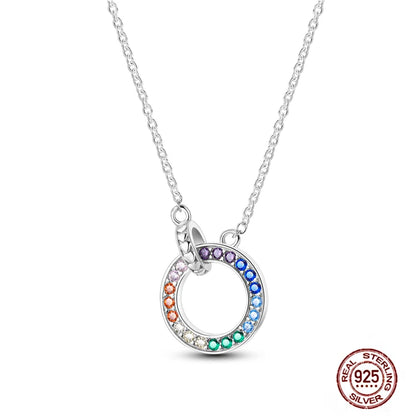 925 Sterling Silber blau Teufel Augen Palme Original Halskette Einhorn überlappen runde funkelnde Anhänger für Frauen Luxus Schmuck Geschenk
