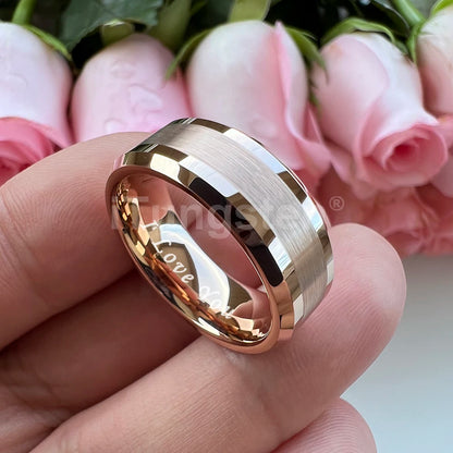 iTungsten 6mm 8mm Wolframkarbid-Fingerring für Herren und Damen, Verlobung, Ehering, Modeschmuck, I Love You, graviert, bequeme Passform