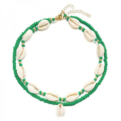 Doppelschicht Strand Muschel Halsband Halsketten Böhmische Natürliche Shell Kurzen Kragen Für Frauen Seil Kette Halsband Zubehör