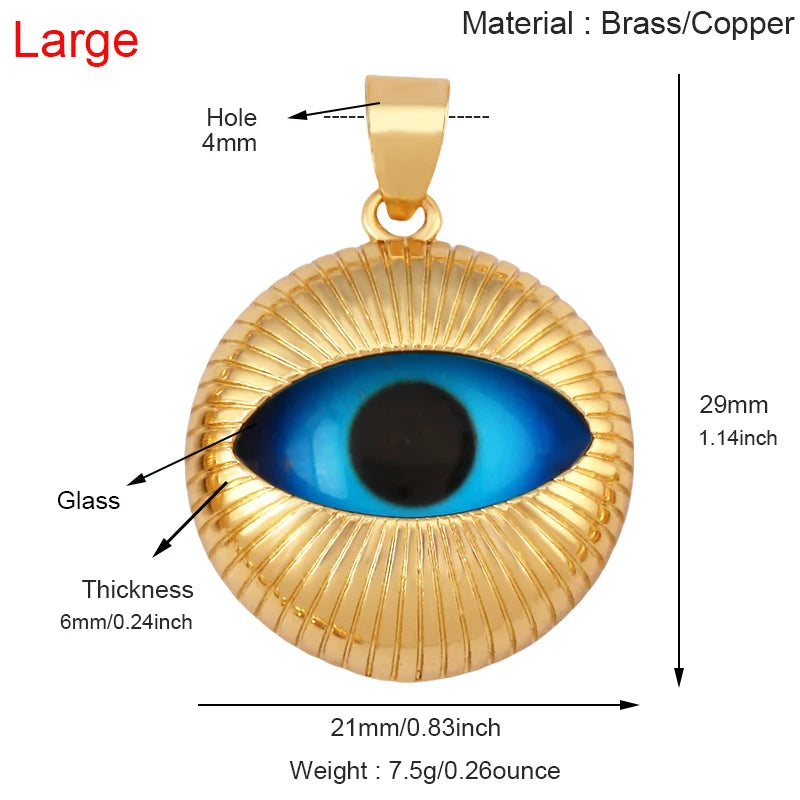 Blaues rundes Herz-Augen-Glücksamulett, türkischer Glücksanhänger, echtes 18 Karat vergoldetes Halsketten-Armband, Schmuckzubehör, S52