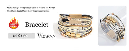 ALLYES Retro Blue Leather Bracelets for Women Men Boho Charm Pearl Crystal Heart Multilayer Wrap Bracelet &amp; Bangle Jewelry Gifts
