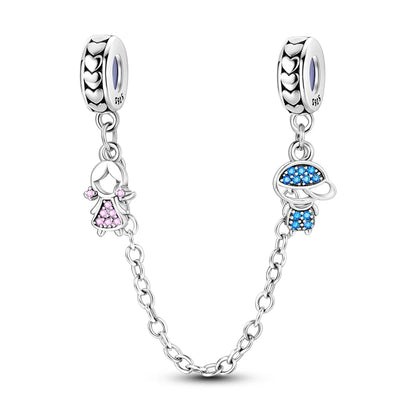Silber-Charm, 925er-Sterlingsilber, Clip-Charms, Sicherheitsketten-Charm, CZ-Pavé, runde Clip-Perlen, passend für Original-Armbänder, Schmuckherstellung