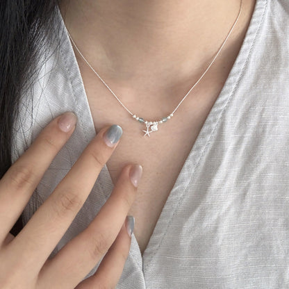 VENTFILLE 925 Sterling Silber Perle Geometrie Halskette für Frauen Mädchen Koreanische Design Vielseitig Halsband Schmuck Dropship Großhandel