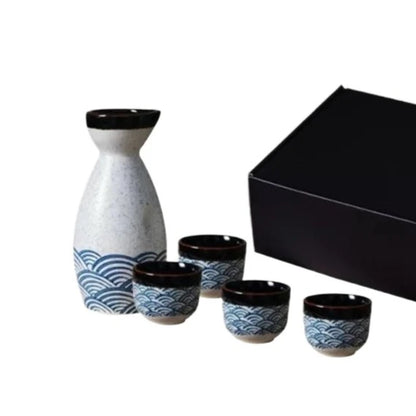 Japanisches Sake-Set aus Keramik (Flasche und Becher) – Haushalts-Weinseparator, Baijiu-Becher, Restaurant-Weinutensilien, Umzugsgeschenk