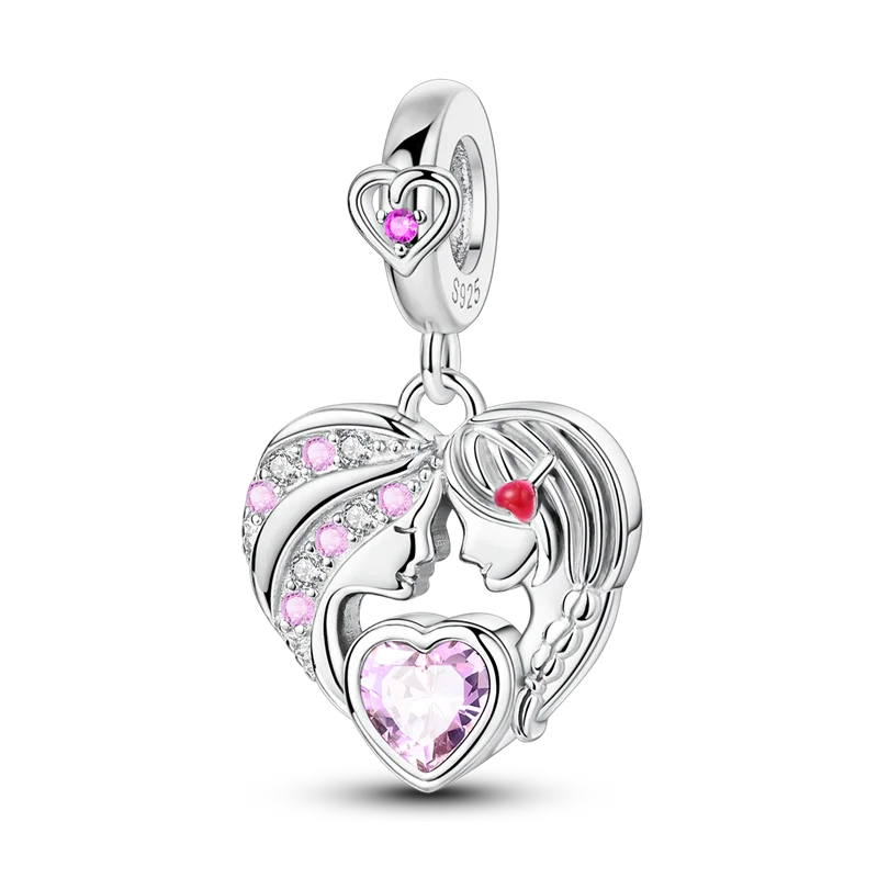 Charm-Perle aus 925er-Sterlingsilber, Mutter-Geschenk, Mutter, Liebe, glückliche Familie, baumelnd, passend für Original-Armreif, Halskette, DIY-Schmuck