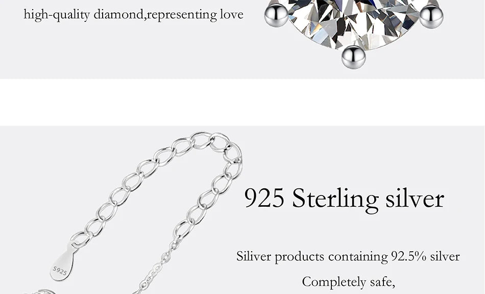 PERFANY 0,5-5CT Moissanit Halskette für Frauen S925 Reines Silber Klassische Sechs Klaue Runde Diamant Anhänger Minimalistischen Hochzeit schmuck