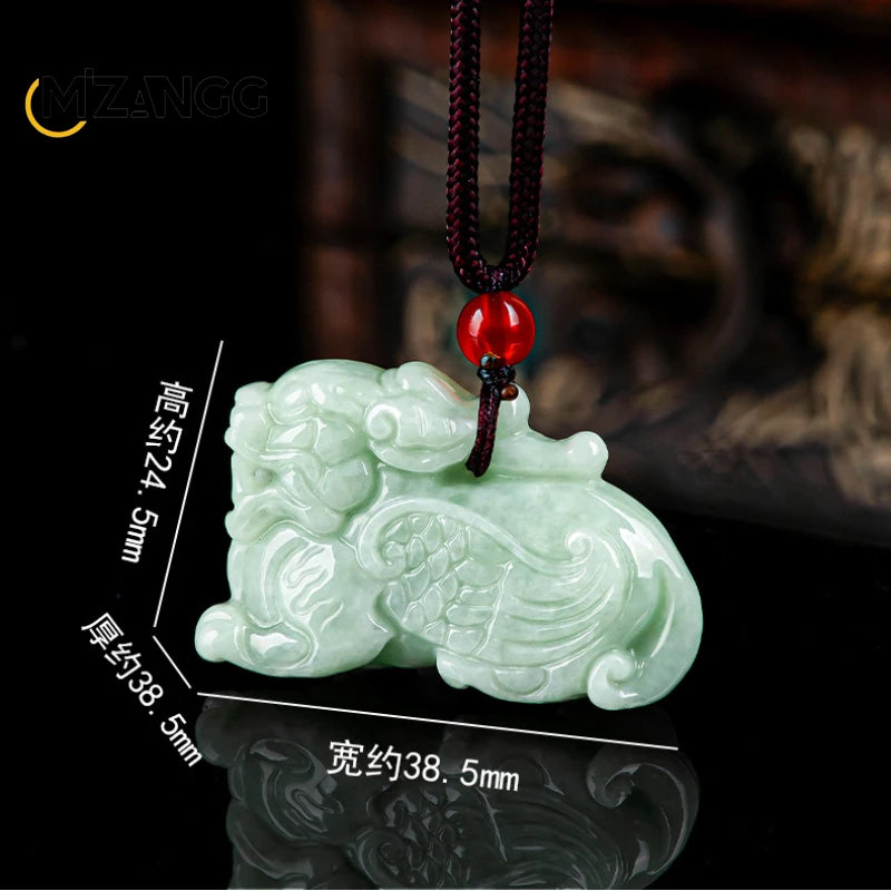 Natürliche Myanmar eine Ware Jadeit fliegende Qilin Anhänger hellgrün Eis Männer und Frauen Jade Halskette Glück glück verheißen des Amulett