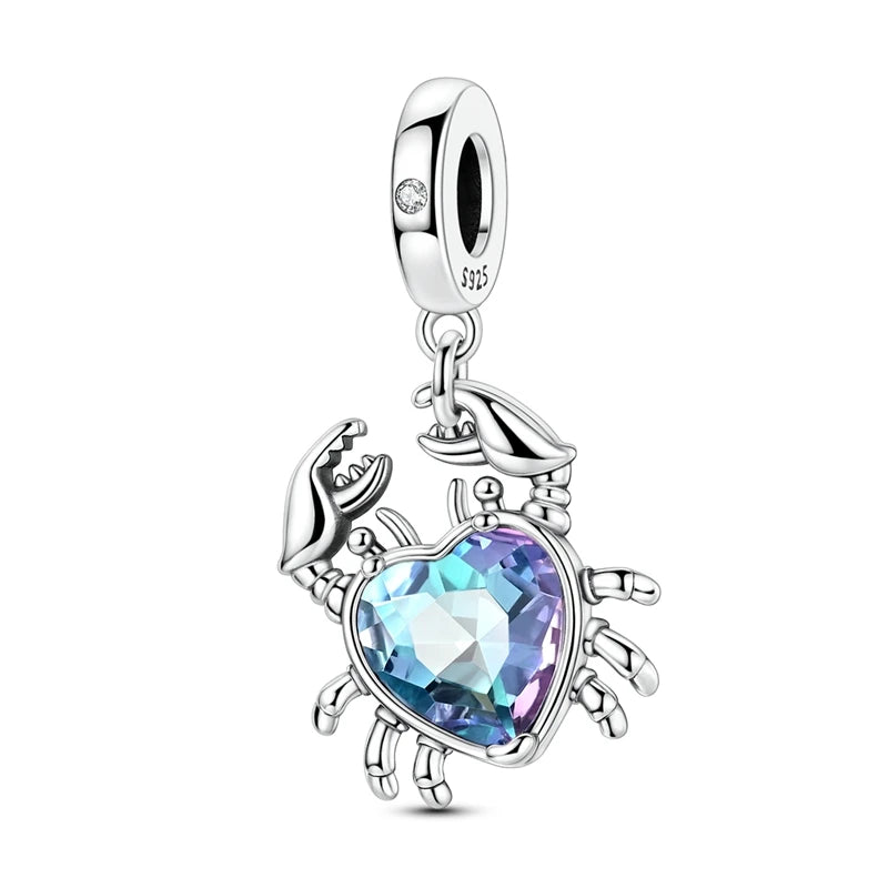Neue Sommer 925 Sterling Silber Charms Perlen Anhänger Ozean Schildkröte Strand Obst Shell Blau Charme DIY Frauen Armband Schmuck Geschenk