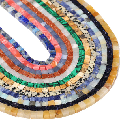 4 mm quadratische Würfelform-Perlen, natürlicher Lapislazuli, Amazonit, lila Achat-Steinperlen für Schmuckherstellung, DIY-Armband-Zubehör