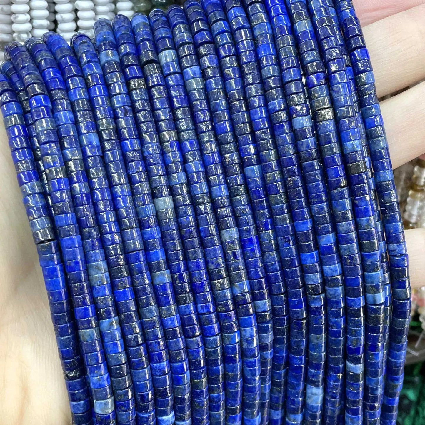Natürliche Lapislazuli Runde Rohr Facettierte Lose Spacer Stein Perlen Für Schmuck Machen DIY Handgemachte Armbänder Halskette Zubehör