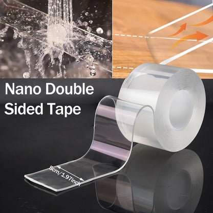 2mm Superstarkes Doppelseitiges Nano-Klebeband Transparenter Nahtloser Wasserdichter Streifen Hochhaftendes Wiederverwendbares Heimdekoration-Klebeband Werkzeug