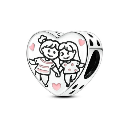 Bezaubernde herzförmige Perlen aus 925er-Sterlingsilber, Familie, Liebe, Tier, Fußabdruck, Charm-Armband, Halskette, passend für Frauen, DIY-Urlaubsgeschenke