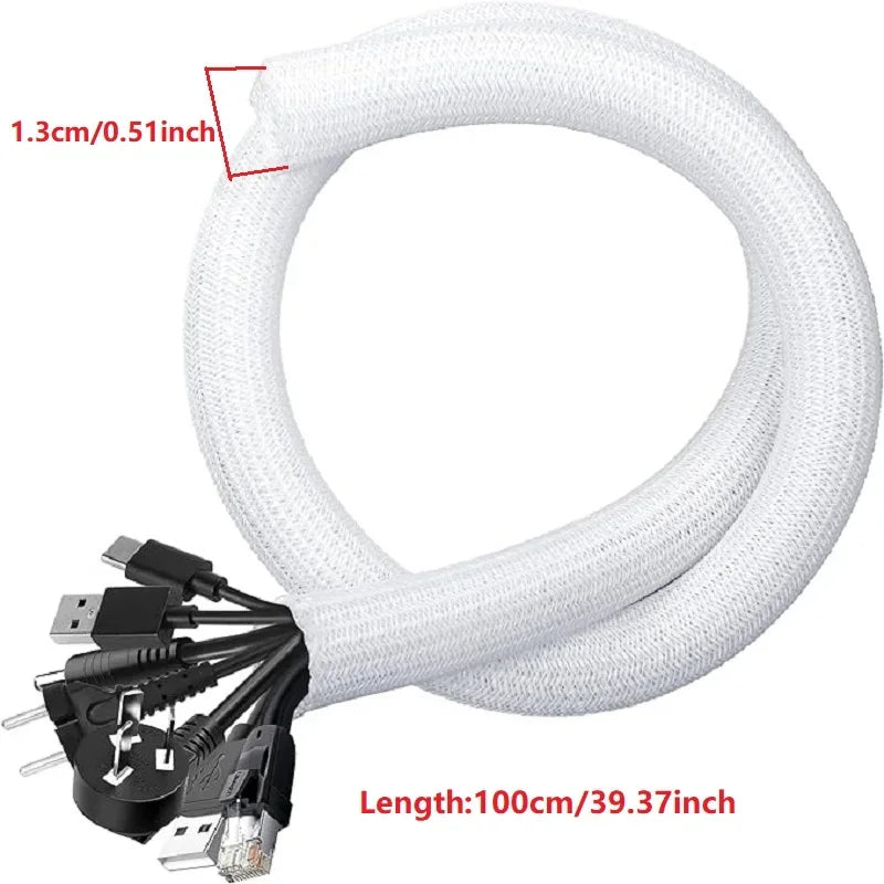 1 m, 3 m, 5 m, geflochtene Kabelhülle, Haustier-Nylon-Wickelhülle für Schreibtisch, PC, TV, Drahtschutz, Kabelmanagement-Wrap
