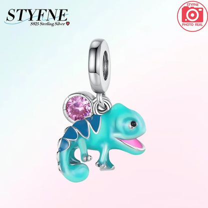 925er Sterlingsilber, Farbe, Glühwürmchen, Chamäleon, Schmetterling, leuchtende Charms, Perlen, passend für Original-Armbänder, DIY-Schmuck, Geschenk