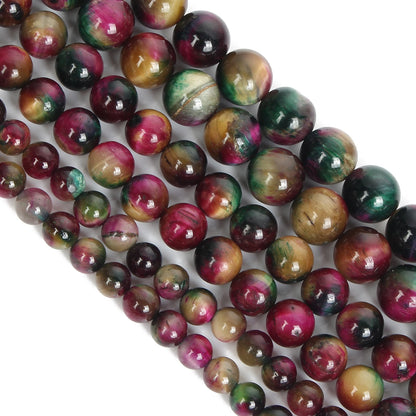 Natursteinperlen, mehrfarbig, Tigerauge, lose Distanzperlen für die Herstellung von Armbändern, Schmuck, DIY-Zubehör, Auswahlgröße 4/6/8/10/12 mm