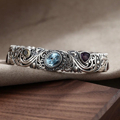 2024 neuen Stil Vintage Thai Silber glänzenden Kristall weiblichen Armreif Promotion Schmuck für Frauen Muttertag Geschenke nie verblassen