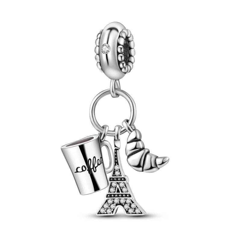 Charms aus 925er-Sterlingsilber, Flugzeug, Reisepass, Elefant, Perlenanhänger, passend für Original-Armbänder, für Frauen, Geburtstag, Modeschmuck, Geschenk
