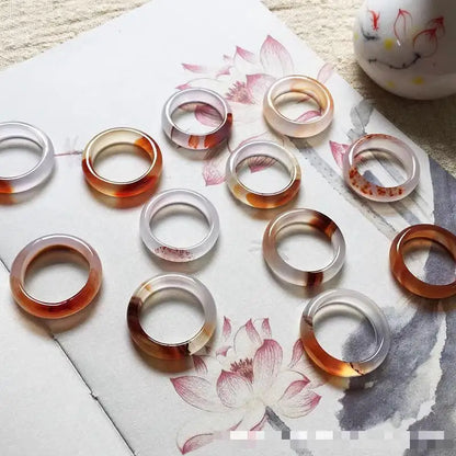 Natürliche Achat Ringe Frauen Edlen Schmuck Zubehör Echte Brasilianische Achat Stein Bunte Ring Für Freundin Mutter Geschenke