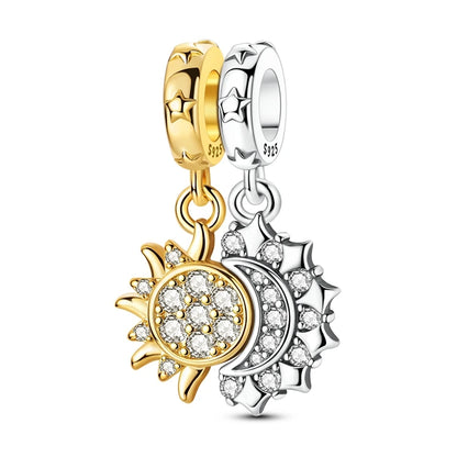 Goldfarbene Charms aus 925er Sterlingsilber, original goldene Sicherheitskette, runder Abstandshalter-Clip-Charm, DIY-Schmuck für Damen, Armband, Geschenk