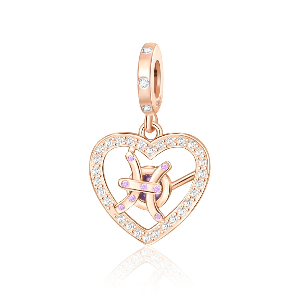 Roségold-Serie, 925er-Sterlingsilber, Zwölf Sternbilder, Halbmondkrone, High-Heel-Charm, passend für DIY-Armbänder, Halsketten, Geschenke