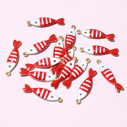 20 Stück Edelstahl Emaille Fisch Charms Anhänger 18x5mm Edelstahl DIY Schmuck Herstellung Zubehör für Ohrringe Halskette