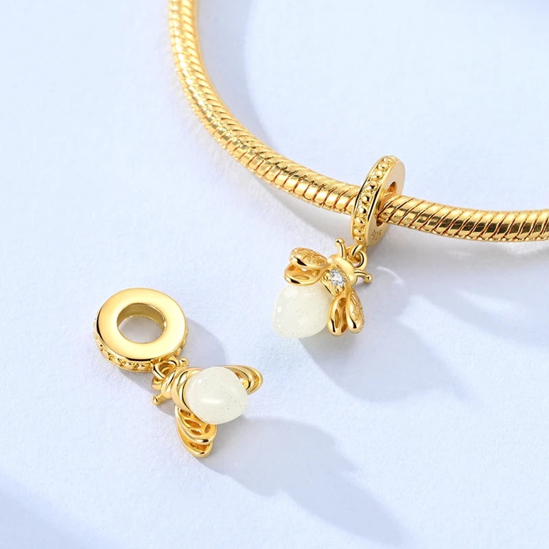 Original Charms-Perlen-Anhänger aus 925er-Sterlingsilber, goldener Schmetterling, Ballon-Hund-Charm, passend für Armband-Anhänger, Armreif, DIY-Schmuck, Geschenk