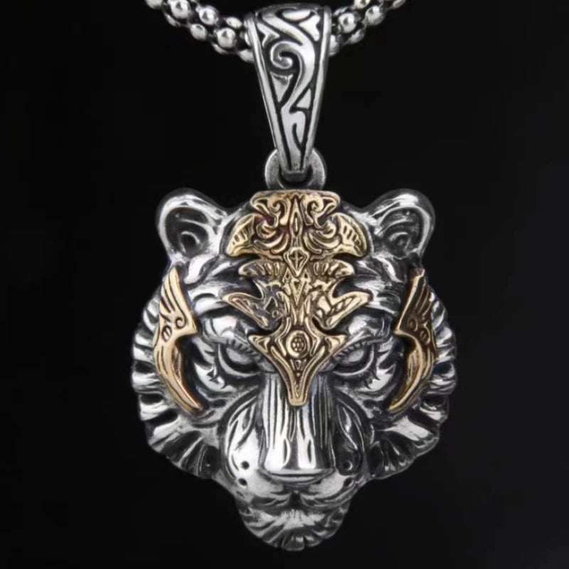 1 Stück Vintage-Halskette für Männer und Frauen, modischer Trend, Tigerkopf-Anhänger, Schmuck